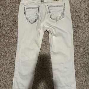 Women's White Jeans with rhinestone design details size 6